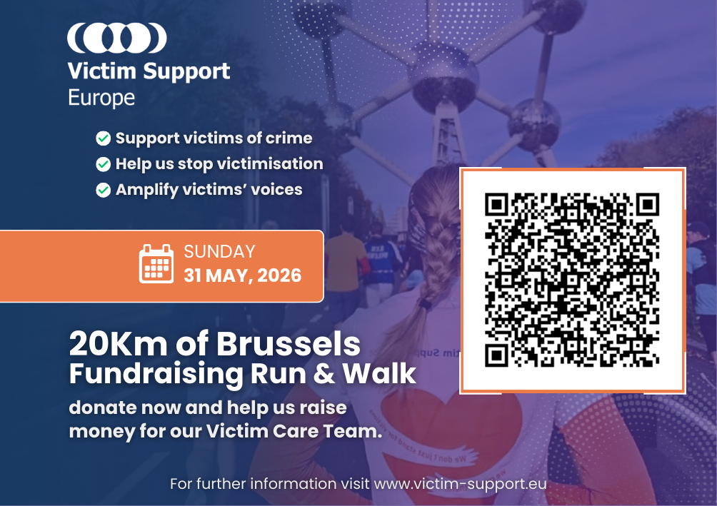Ad for Victim Support Europe's fundraising run and walk - 20 kilometers of Brussels